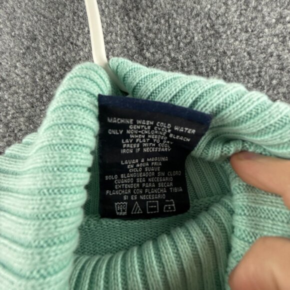 Ralph Lauren Polo Jeans Women Flag Sweater Light Blue Turtleneck Small Cotton - Picture 11 of 16